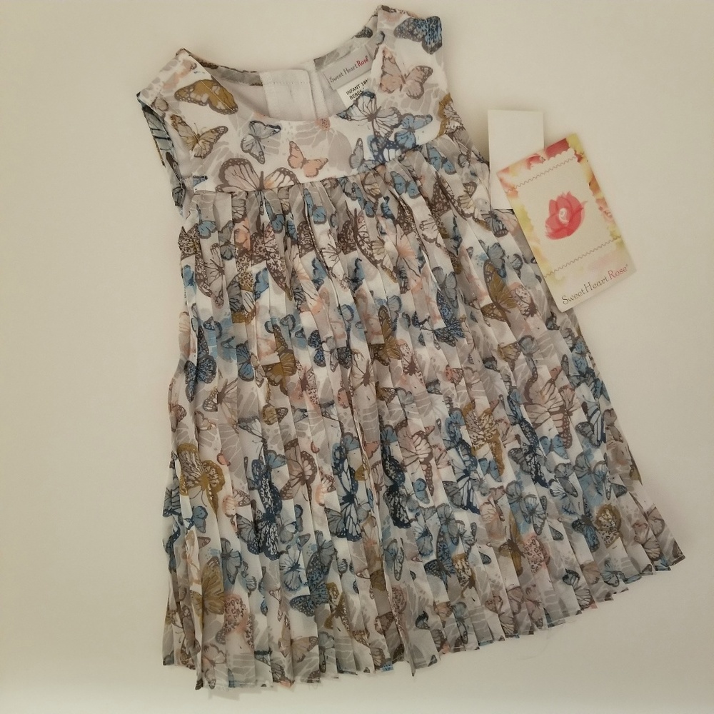 🆕 Sweet Heart Rose Infant Butterfly Pleated Dress